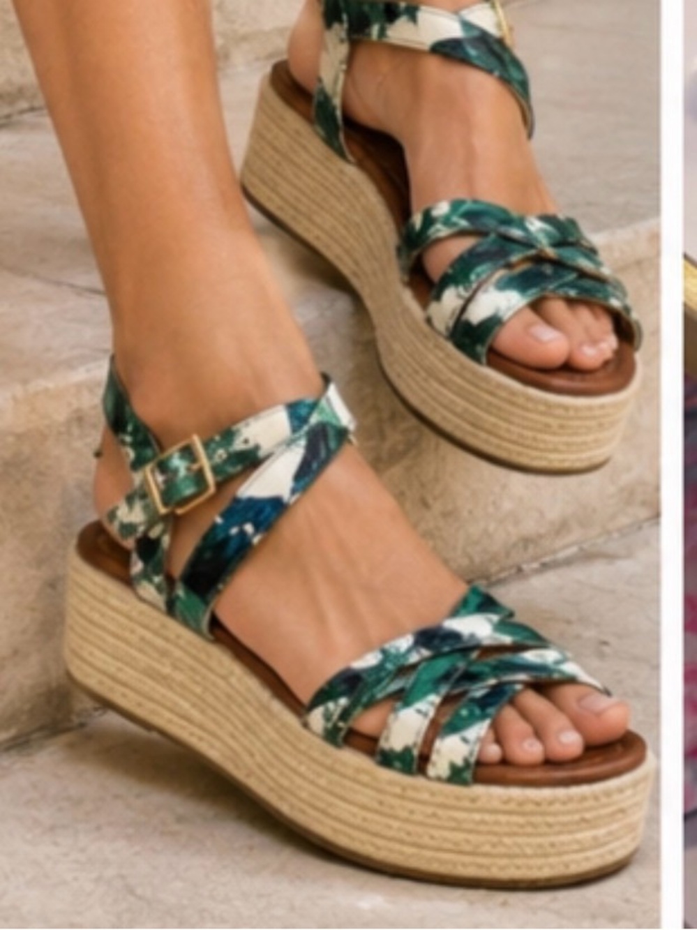 Rare EUC Sam Edelman Tropical Platform Espadrille Sandals